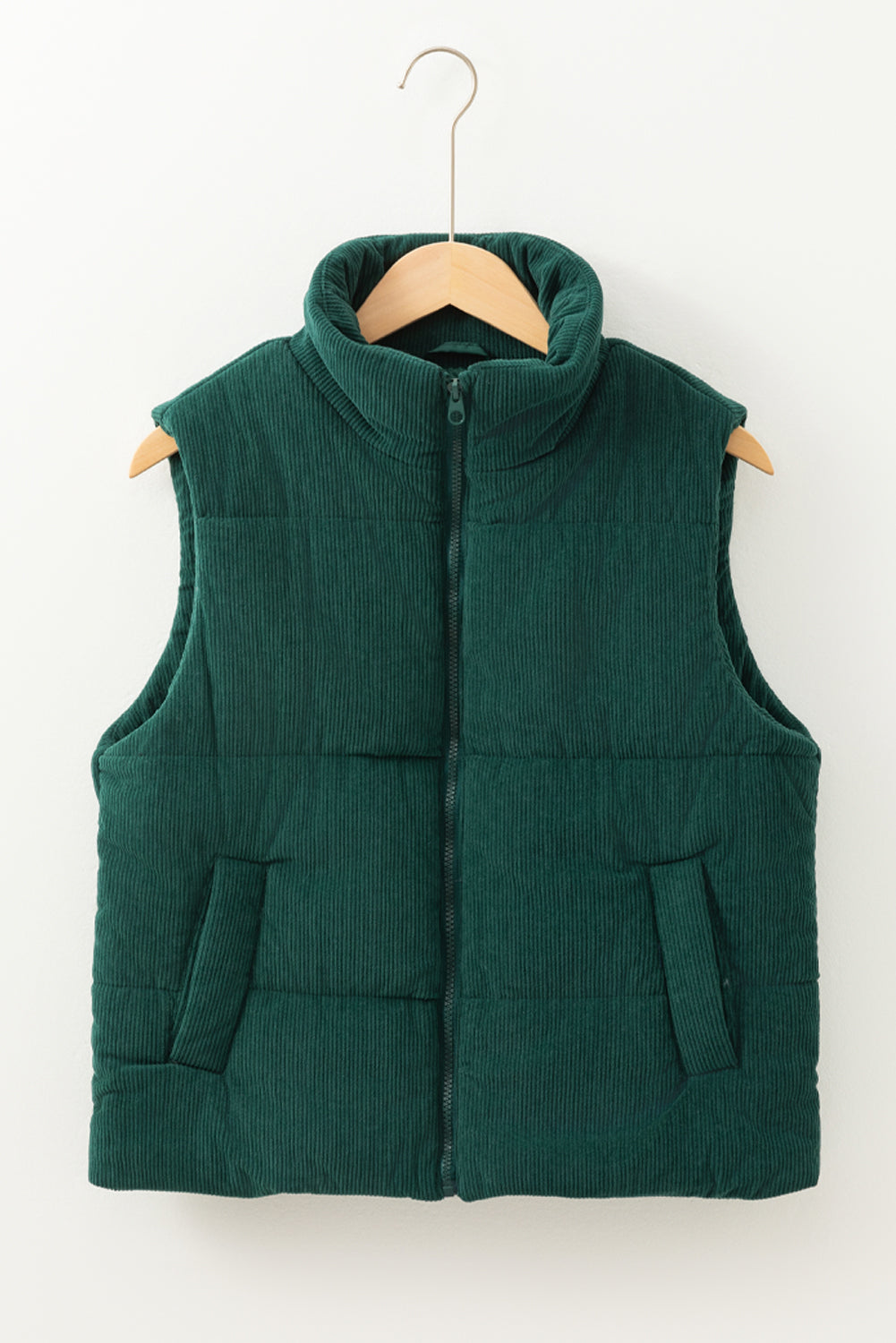 Corduroy Zipped Puffer Vest