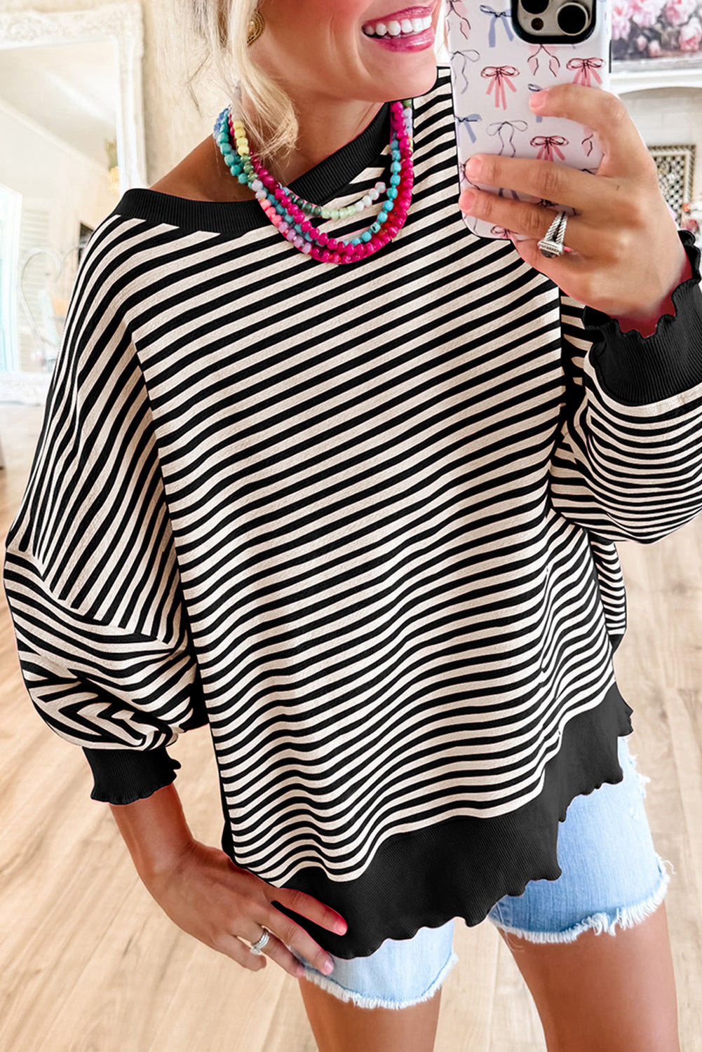 Cozy Striped Oversized Sweatshirt