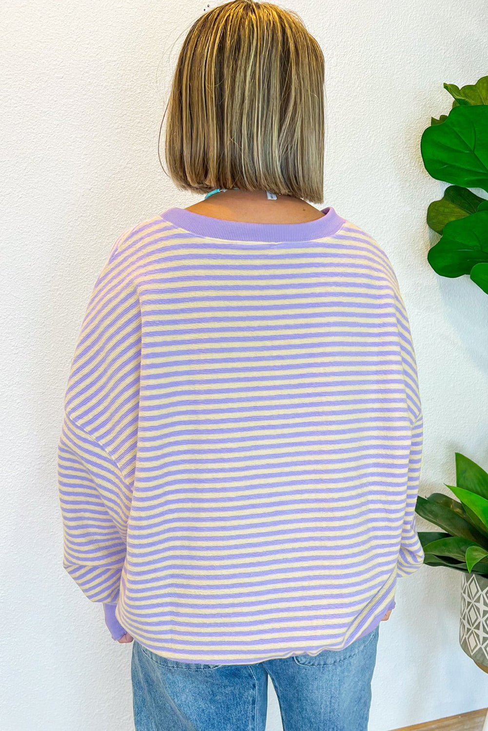 Cozy Striped Oversized Sweatshirt