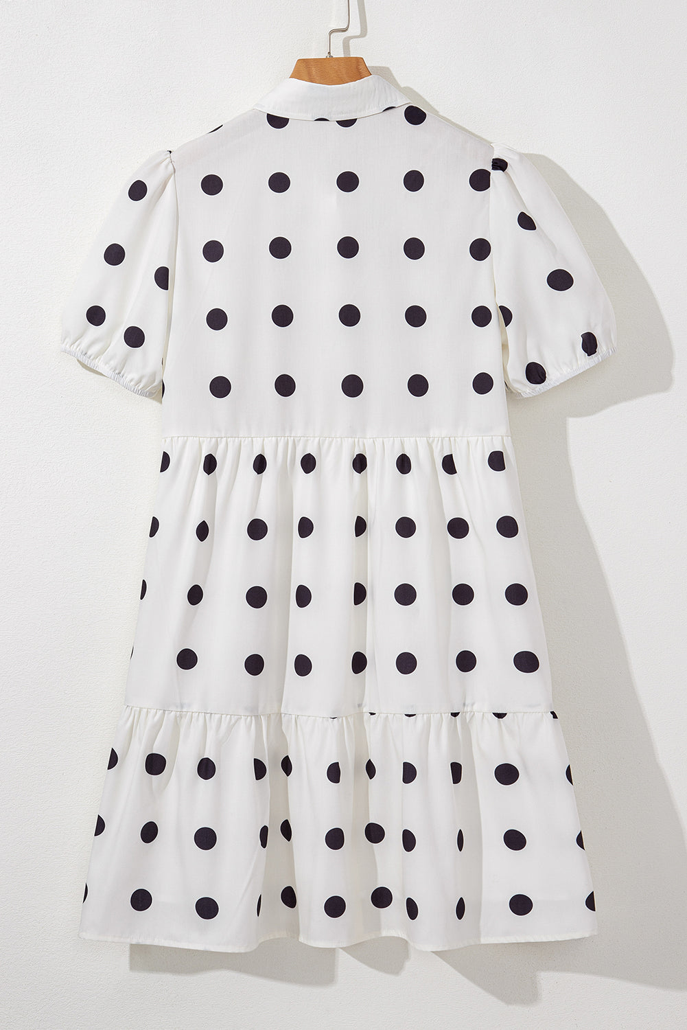Dot Collar Buttoned Tiered Babydoll Dress