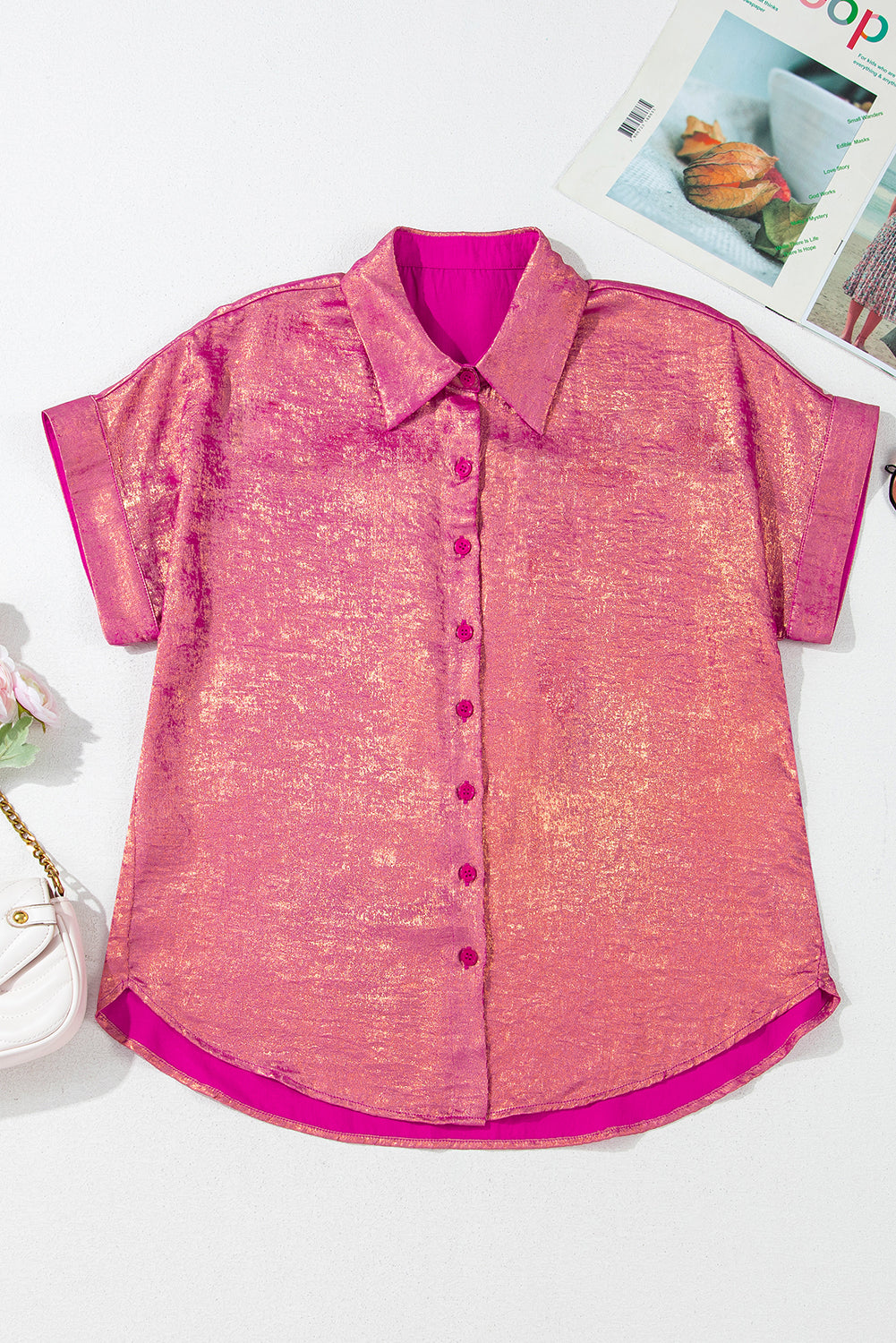Metallic Sheen Buttoned Front Shirt