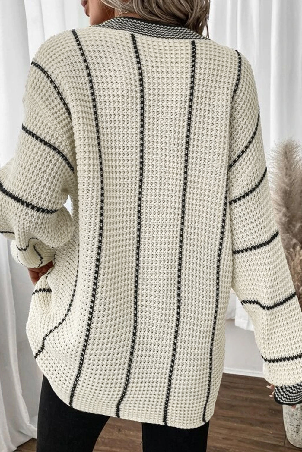 Striped V Neck Knitted Sweater