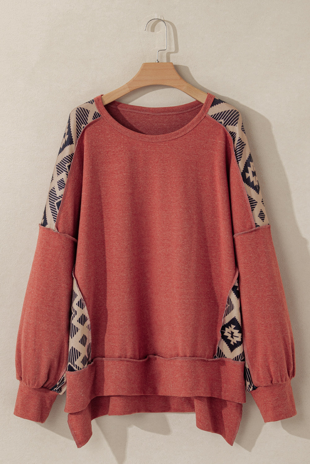 Plus Size Aztec Patchwork Sweatshirt