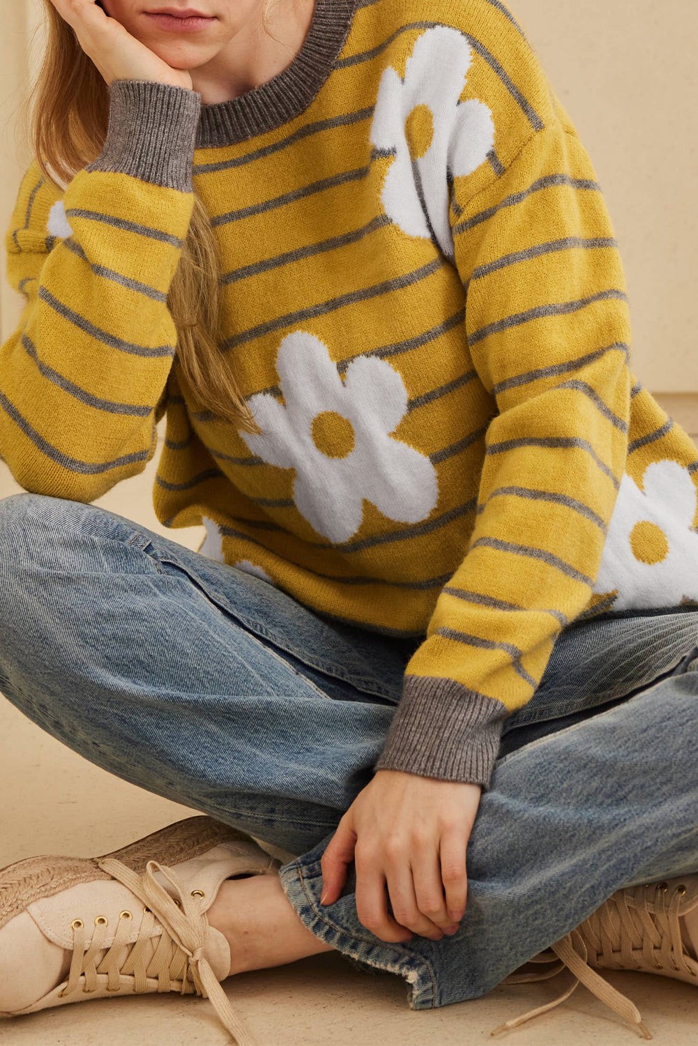 Striped Flower Sweater