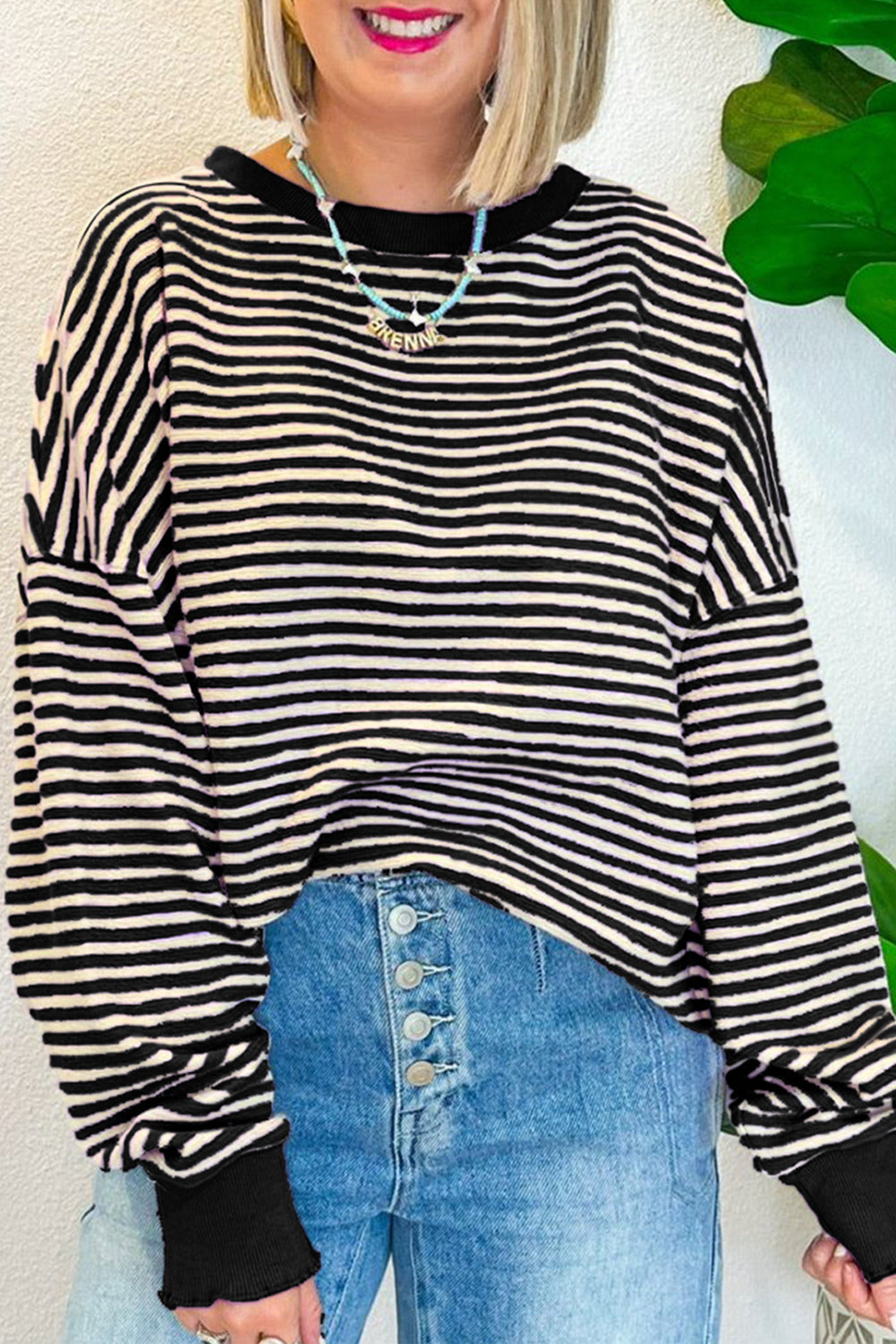 Cozy Striped Oversized Sweatshirt