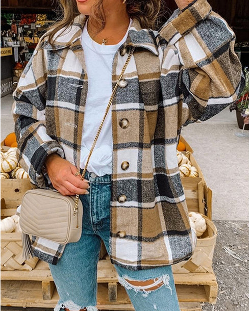 Large Plaid Shirt Jacket