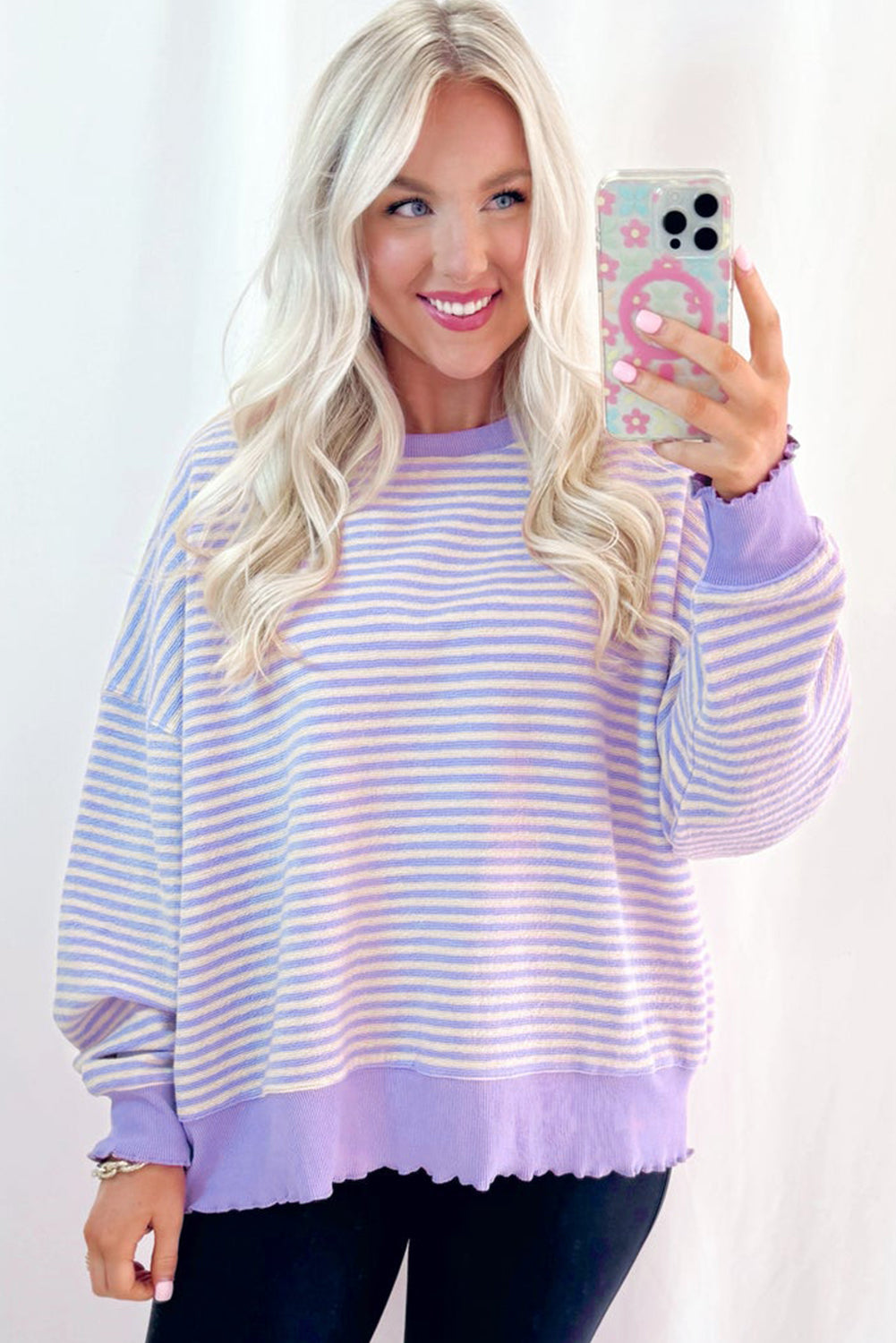 Cozy Striped Oversized Sweatshirt