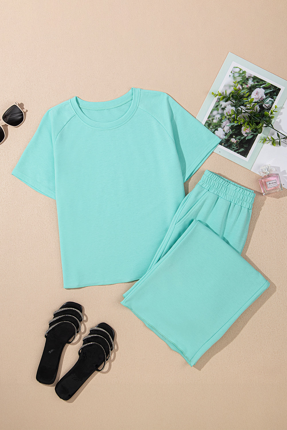 Tee and Wide Leg Pants 2 Pics Set
