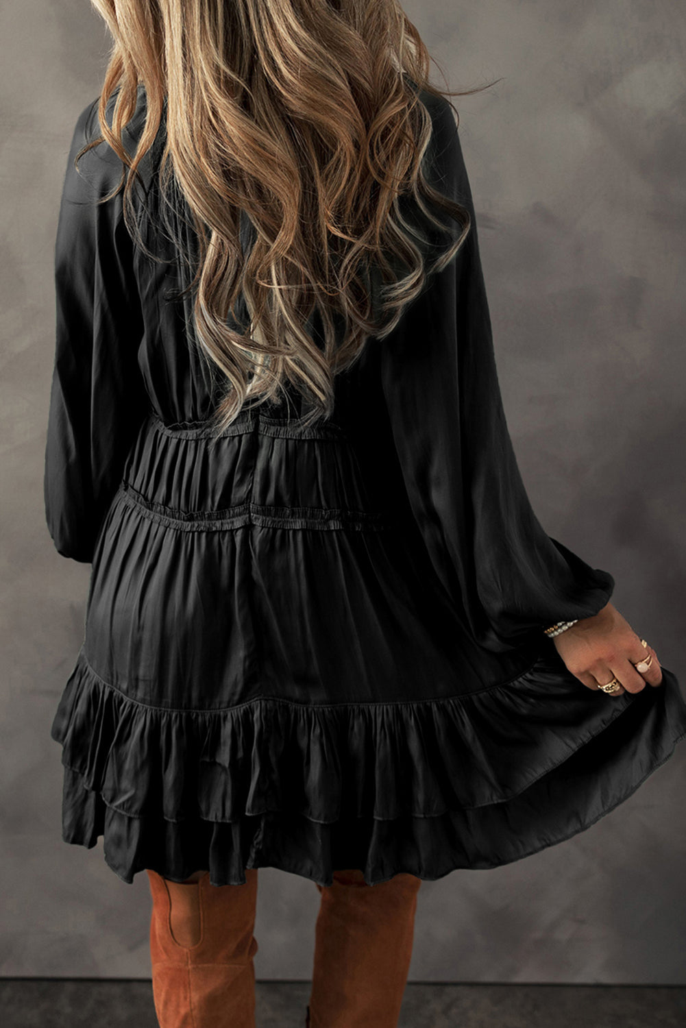 Ruffled Puff Sleeve Mini Dress