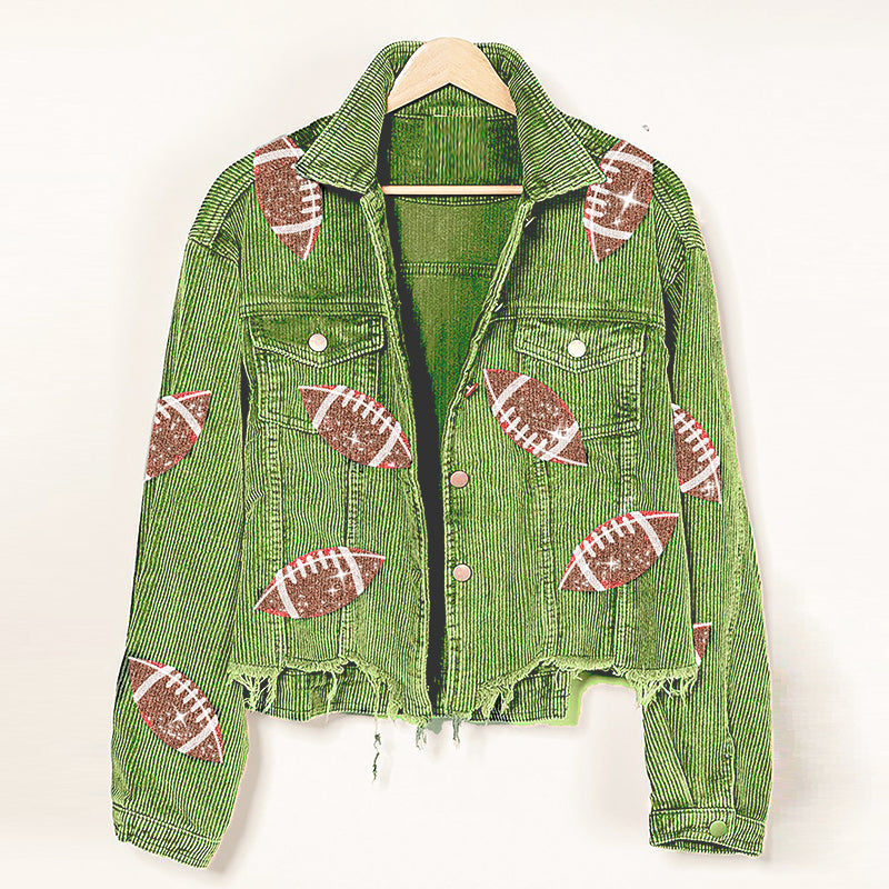 Corduroy & Sequins Football Jacket