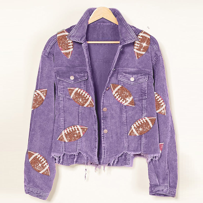 Corduroy & Sequins Football Jacket