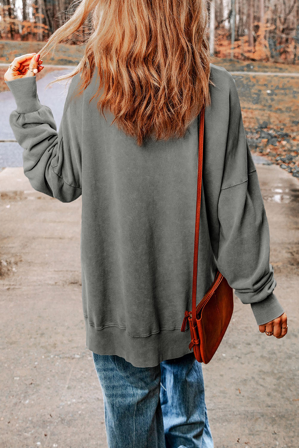 Ribbed Trim Oversized Sweatshirt