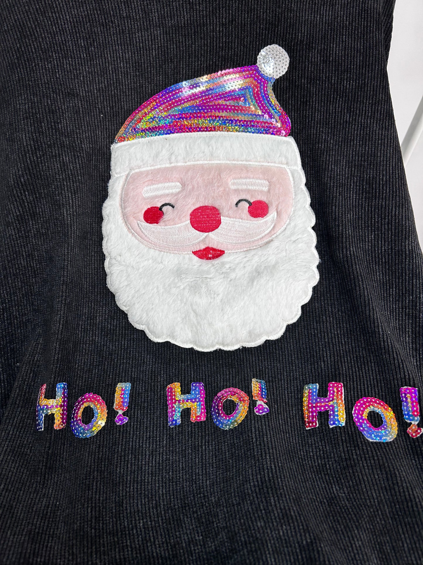 Sequined Santa Claus Corded Sweatshirt