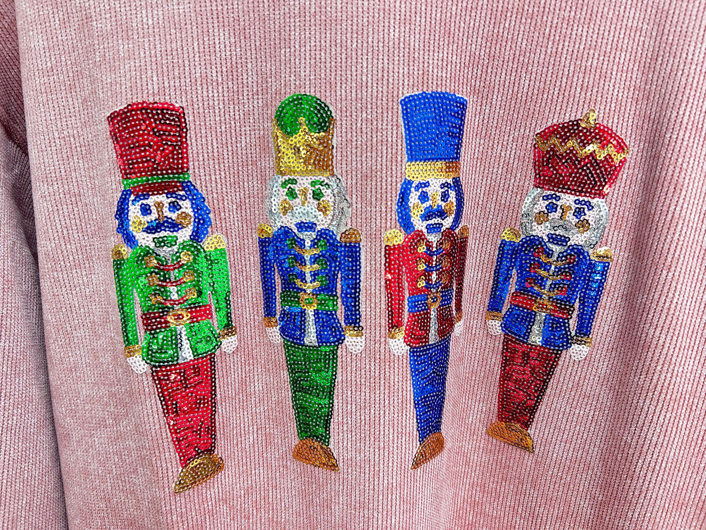 Sequined Nutcracker Doll Corded Baggy Sweatshirt