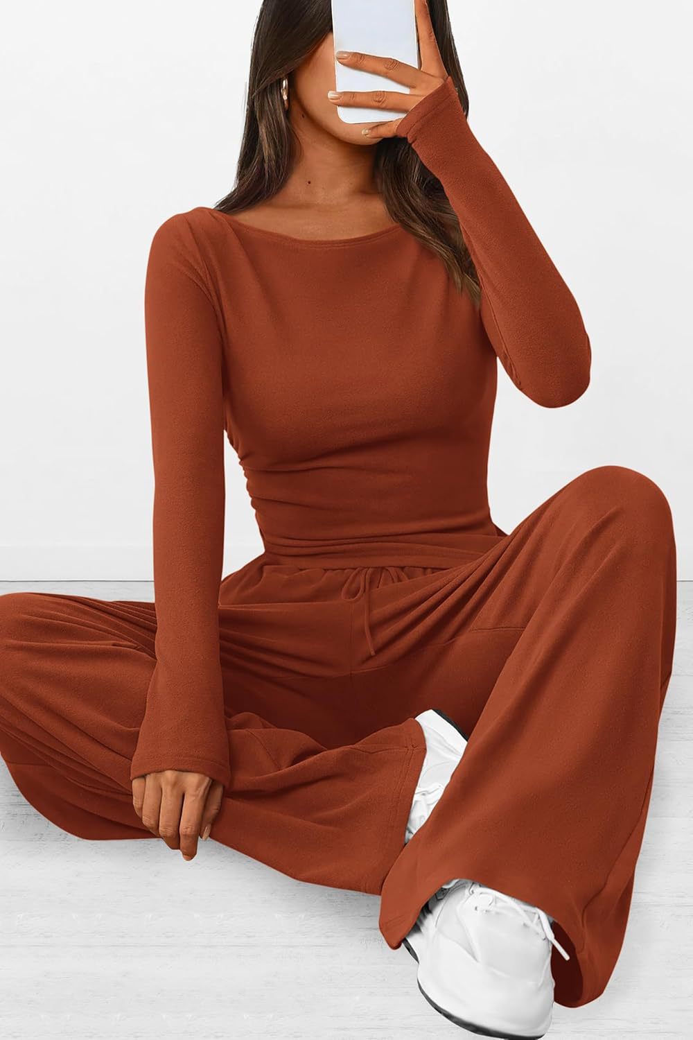 Solid Asymmetric T-Shirt + Wide Leg Pants Set