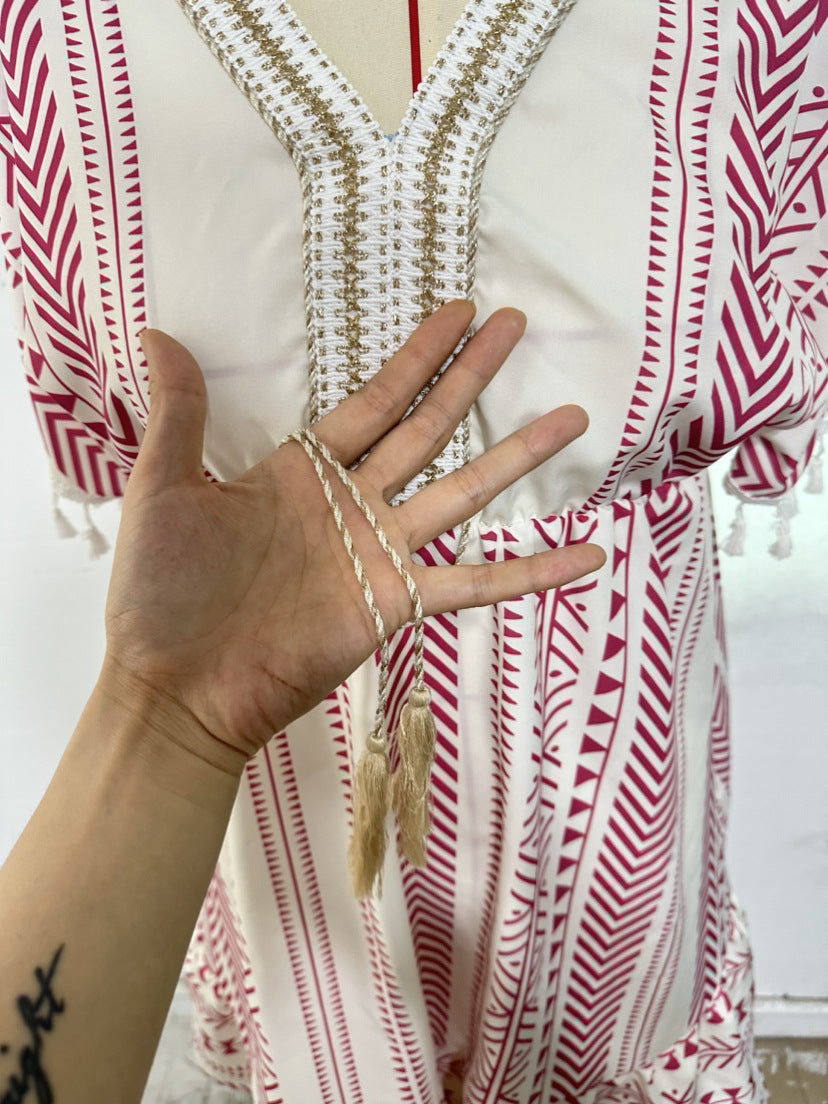 Embroidered Collar Dress