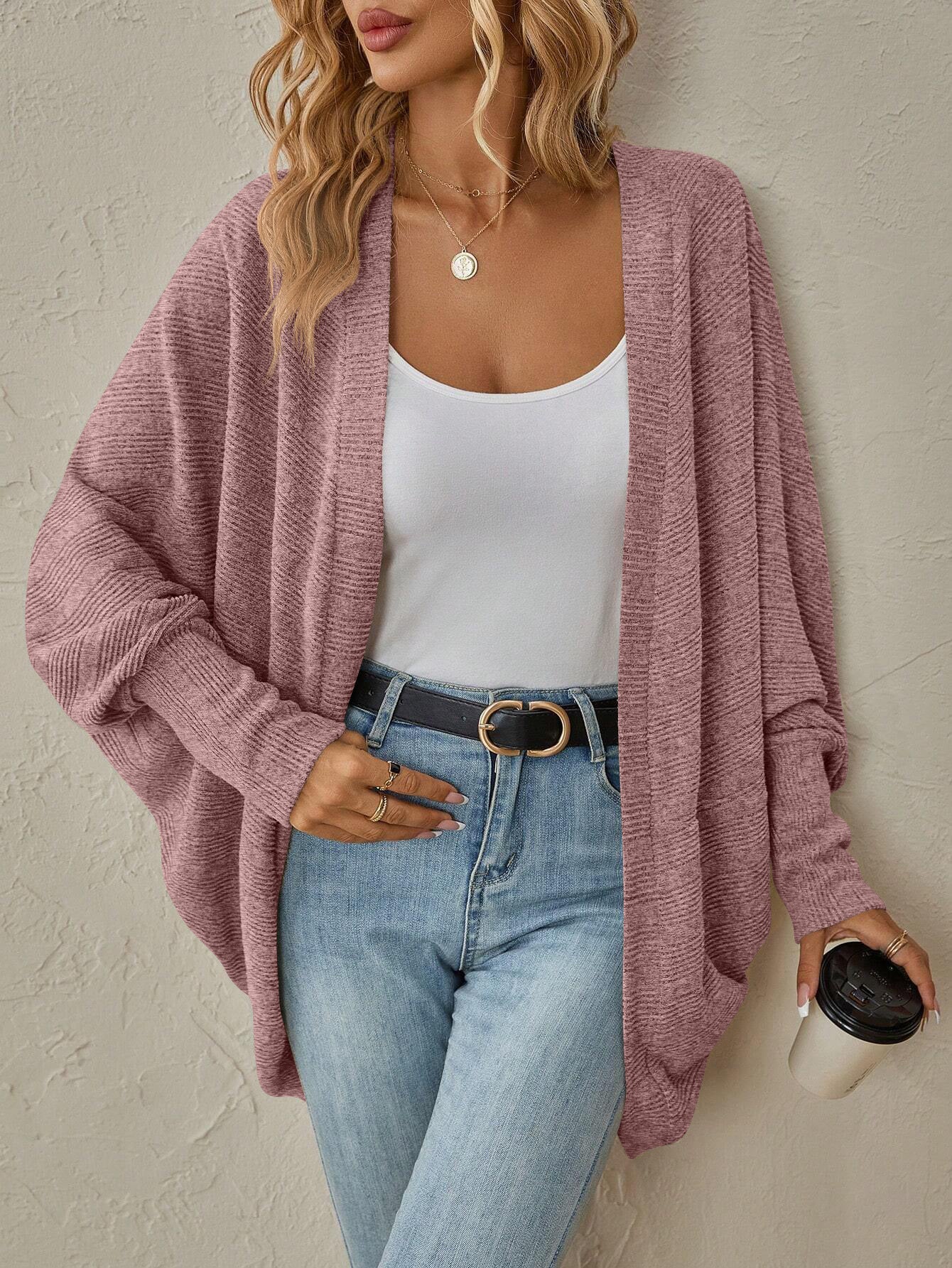 Knitted Batwing Sleeve Cardigan