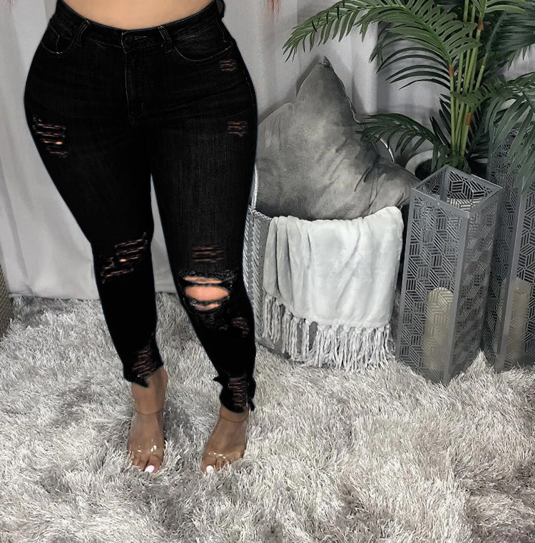 Women's High Waist Ripped Jeans