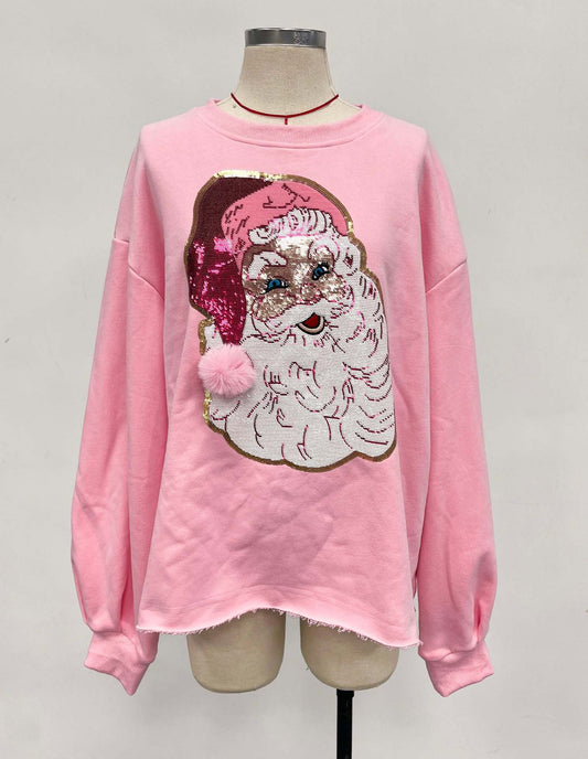 Santa Claus Sequin Pullover Sweatshirt