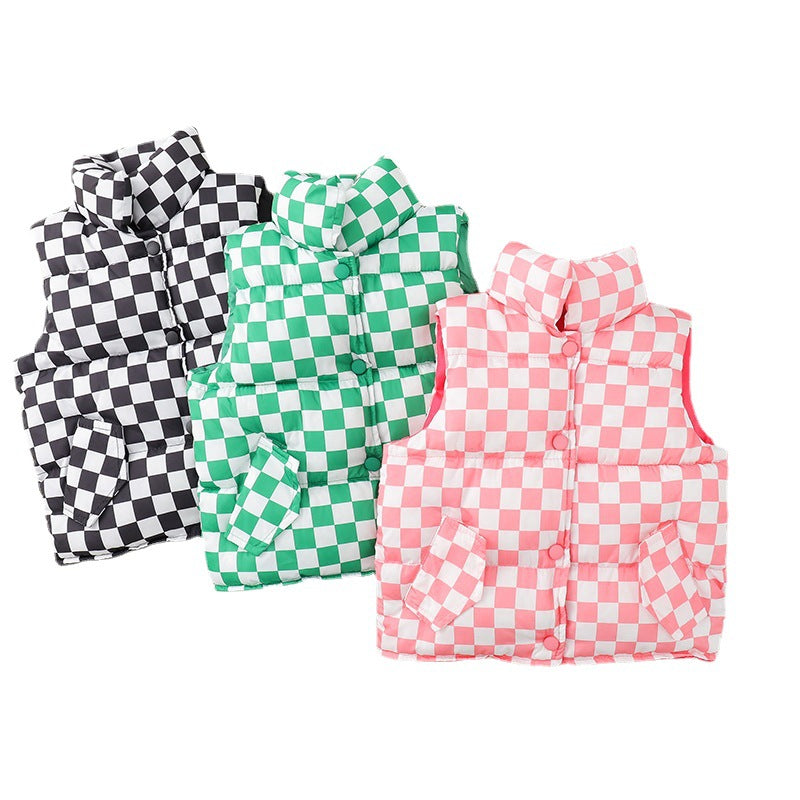 Kids checkered puff vest