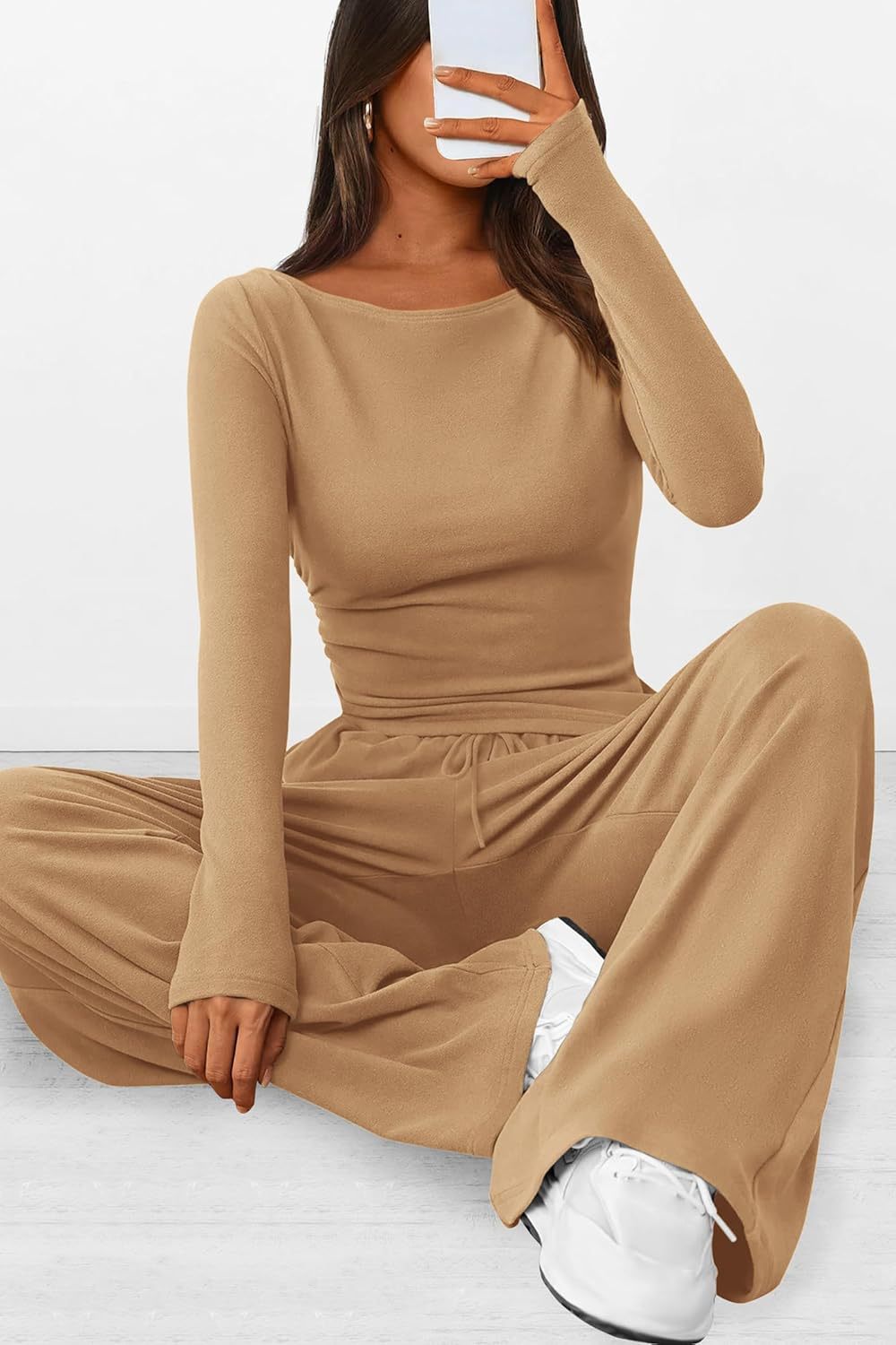 Solid Asymmetric T-Shirt + Wide Leg Pants Set