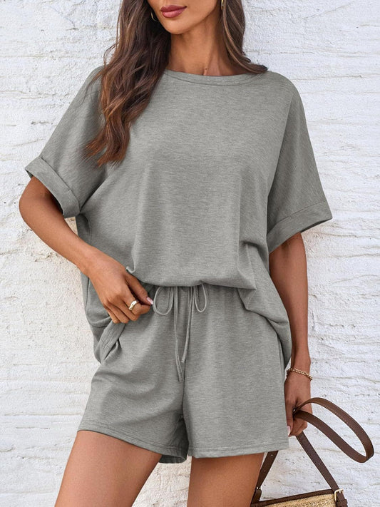 Cozy T-shirt + Drawstring Shorts Set