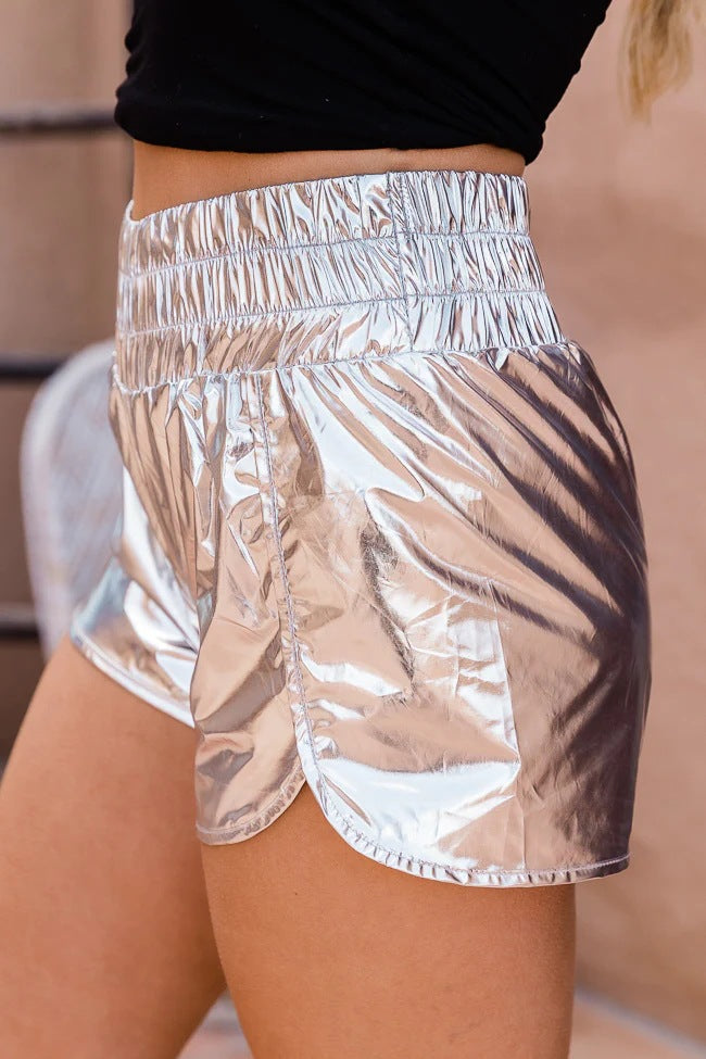 High Waist Elastic Waist Shorts