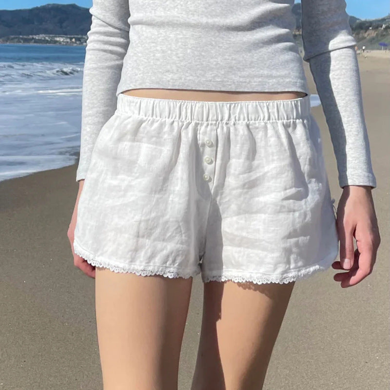 High Waist Button Shorts