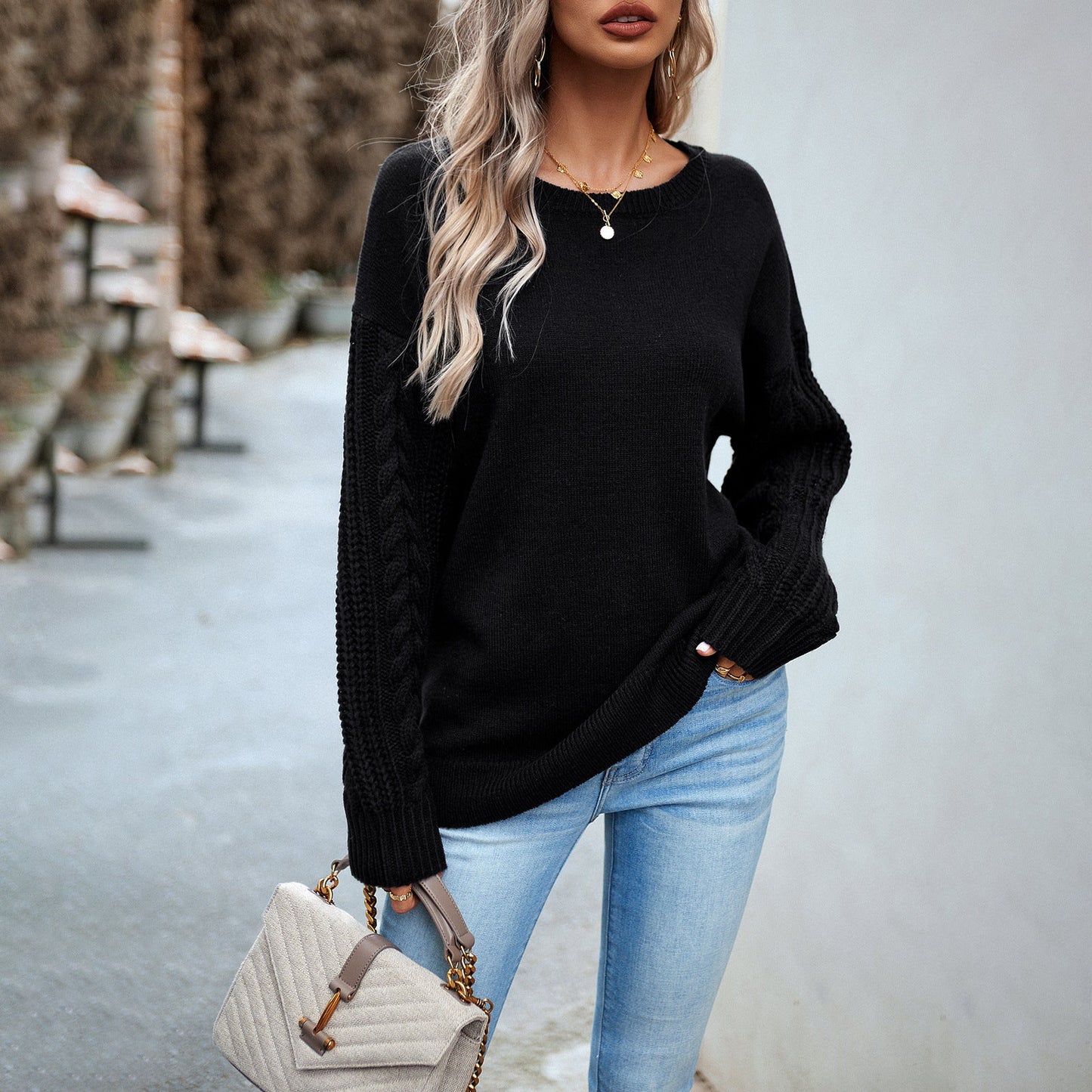 Crew Neck Textured Cozy Sweater