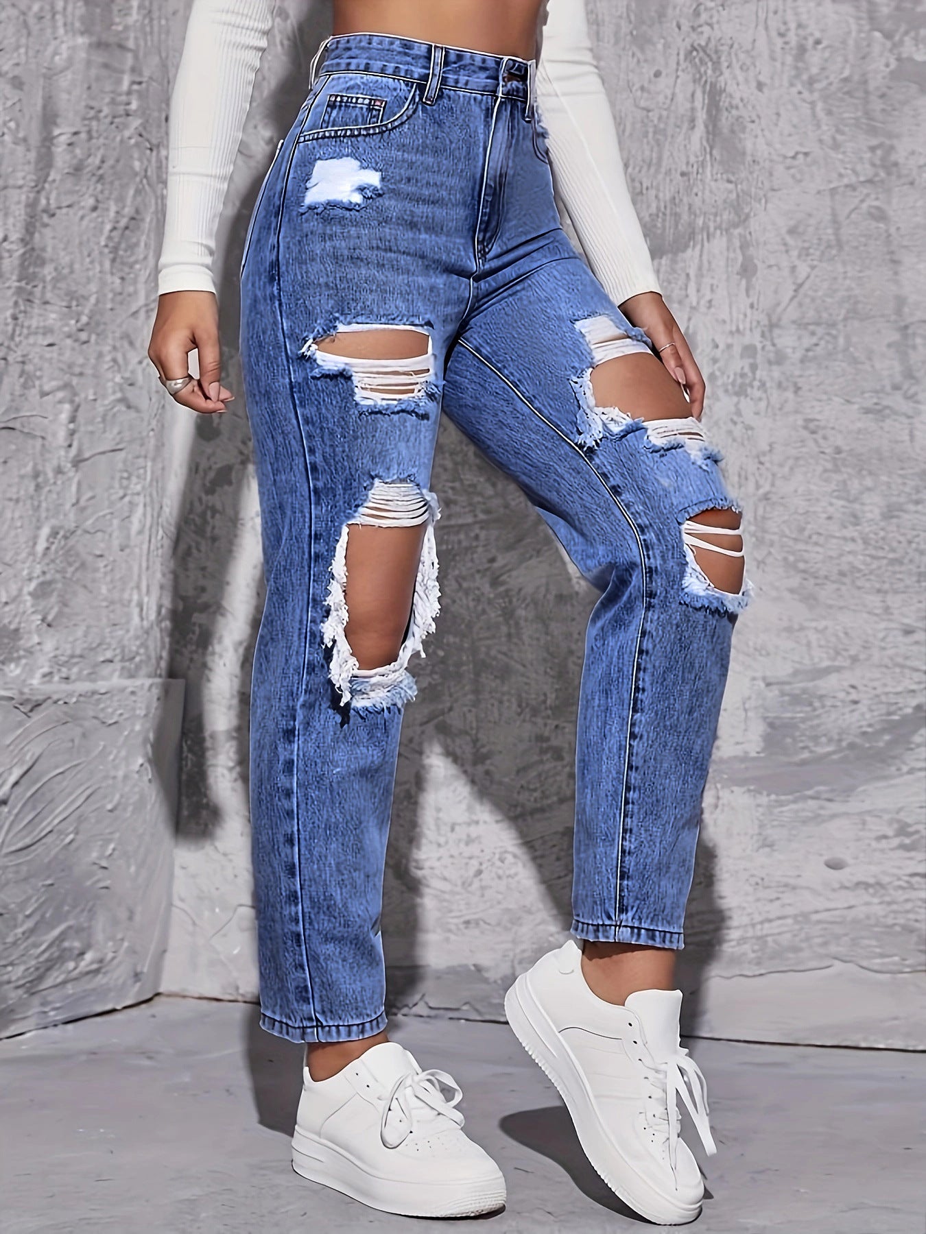 High Waist Ripped Jeans