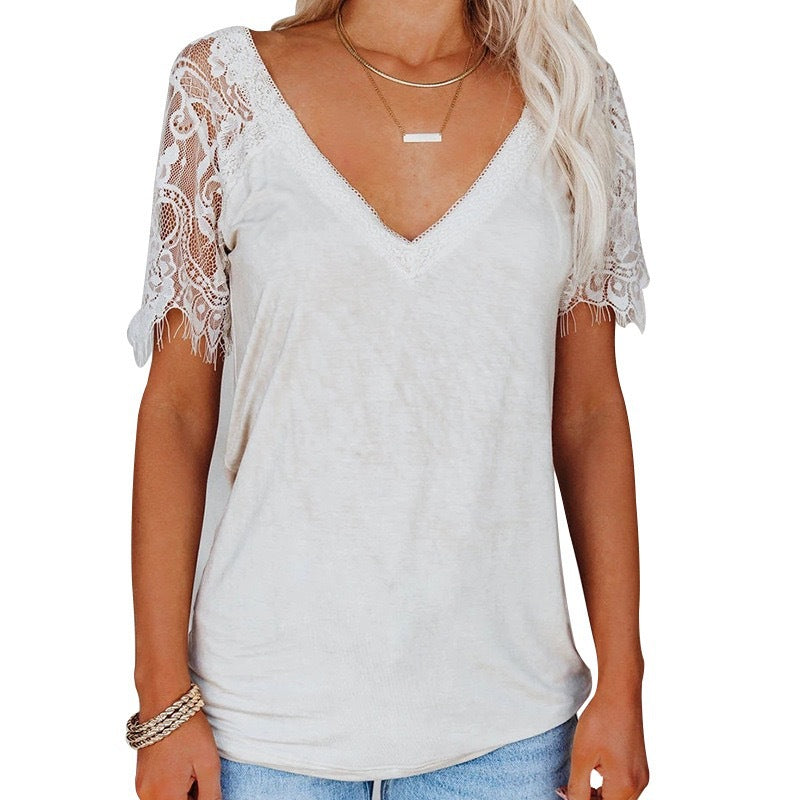 V-neck Lace Sleeve Top