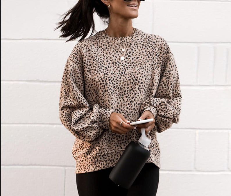 Crew Neck Leopard Sweatshirt