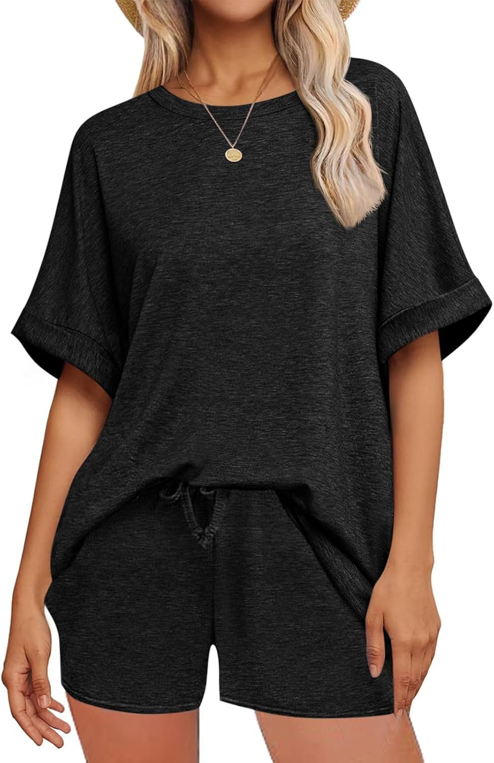 Cozy T-shirt + Drawstring Shorts Set