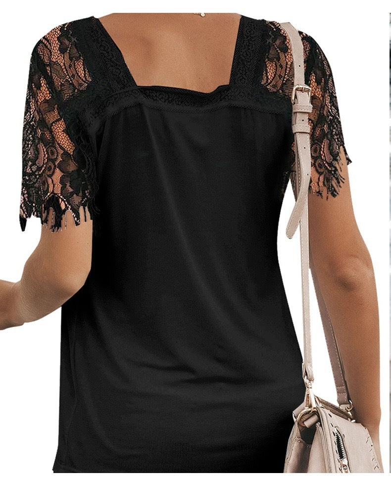 V-neck Lace Sleeve Top