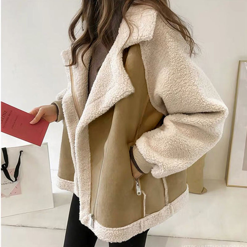 Fleece Suede Patchwork Jacket