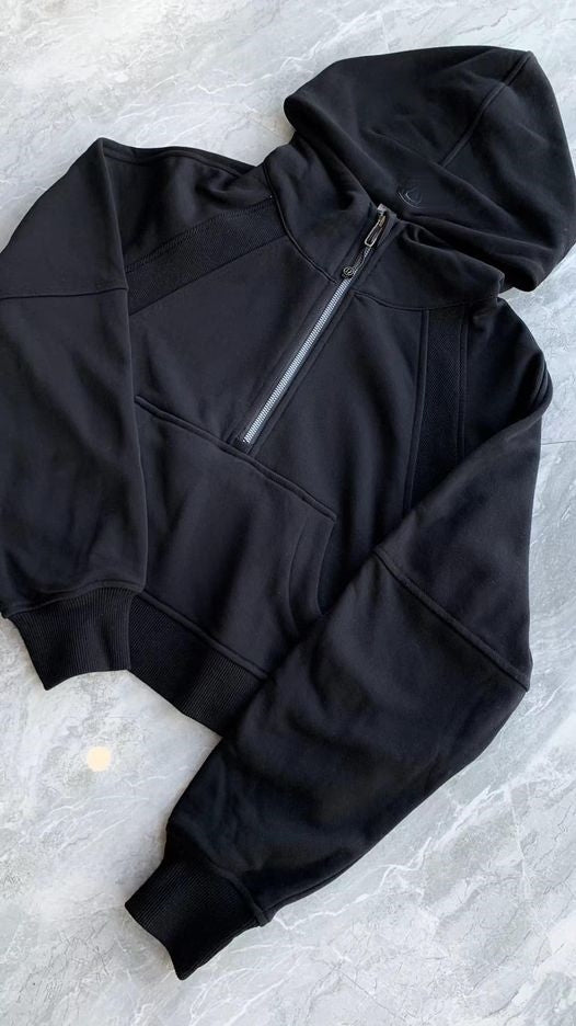 Half Zip Hooded Embroidered Sweatshirt