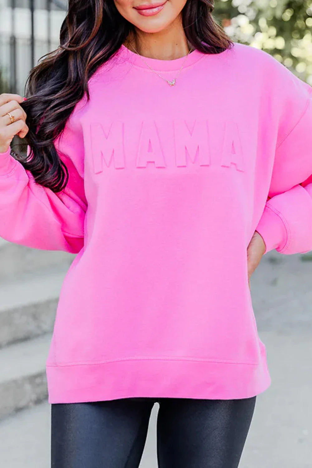 Texture Letter Drop Shoulder Sweatshirt