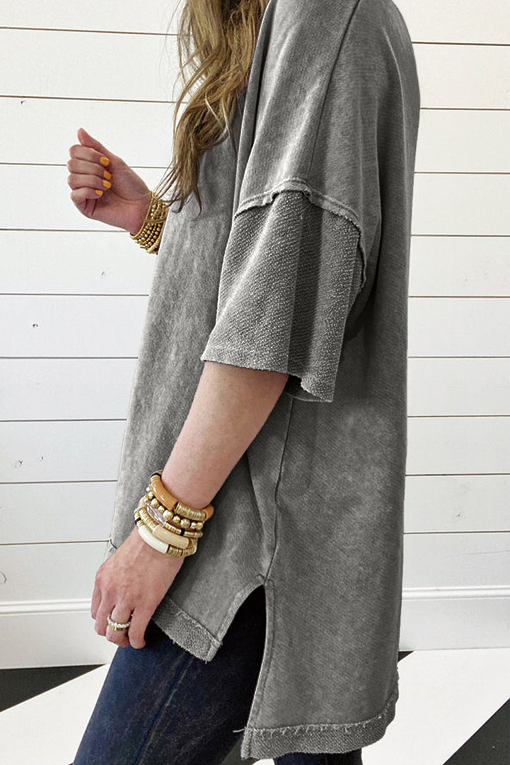 Wash Exposed Seam Oversized Tee