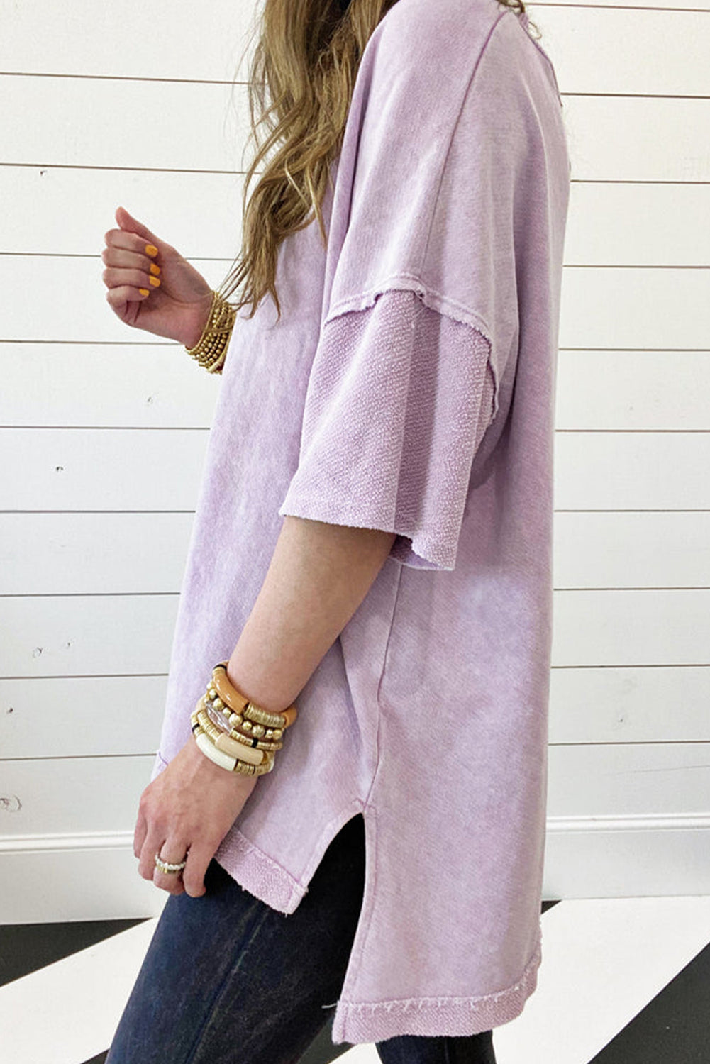 Wash Exposed Seam Oversized Tee