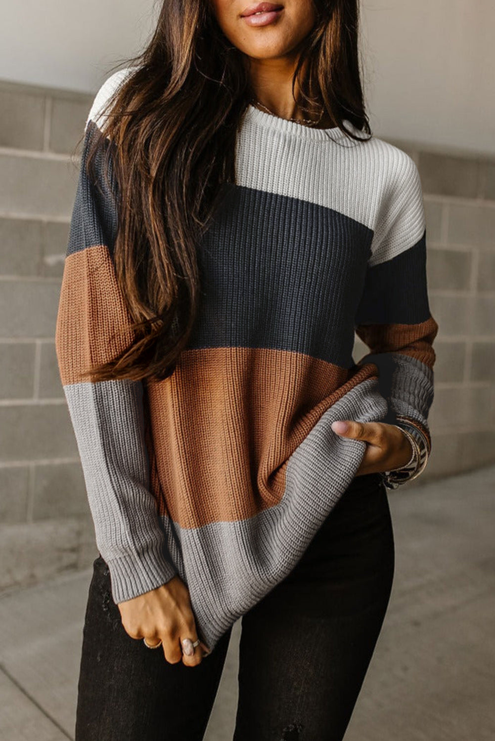 Knitted O-neck Pullover Sweater