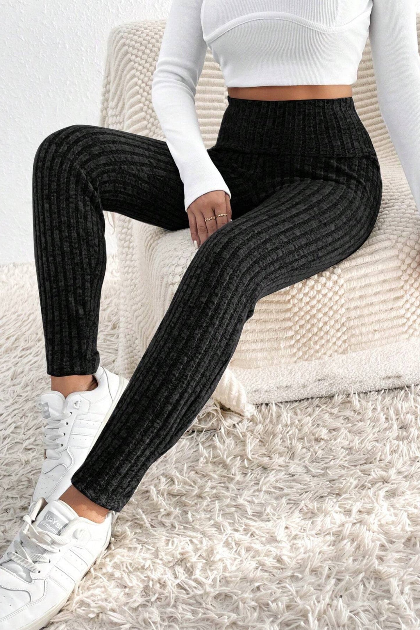 Ribbed Textured Knit Leggings