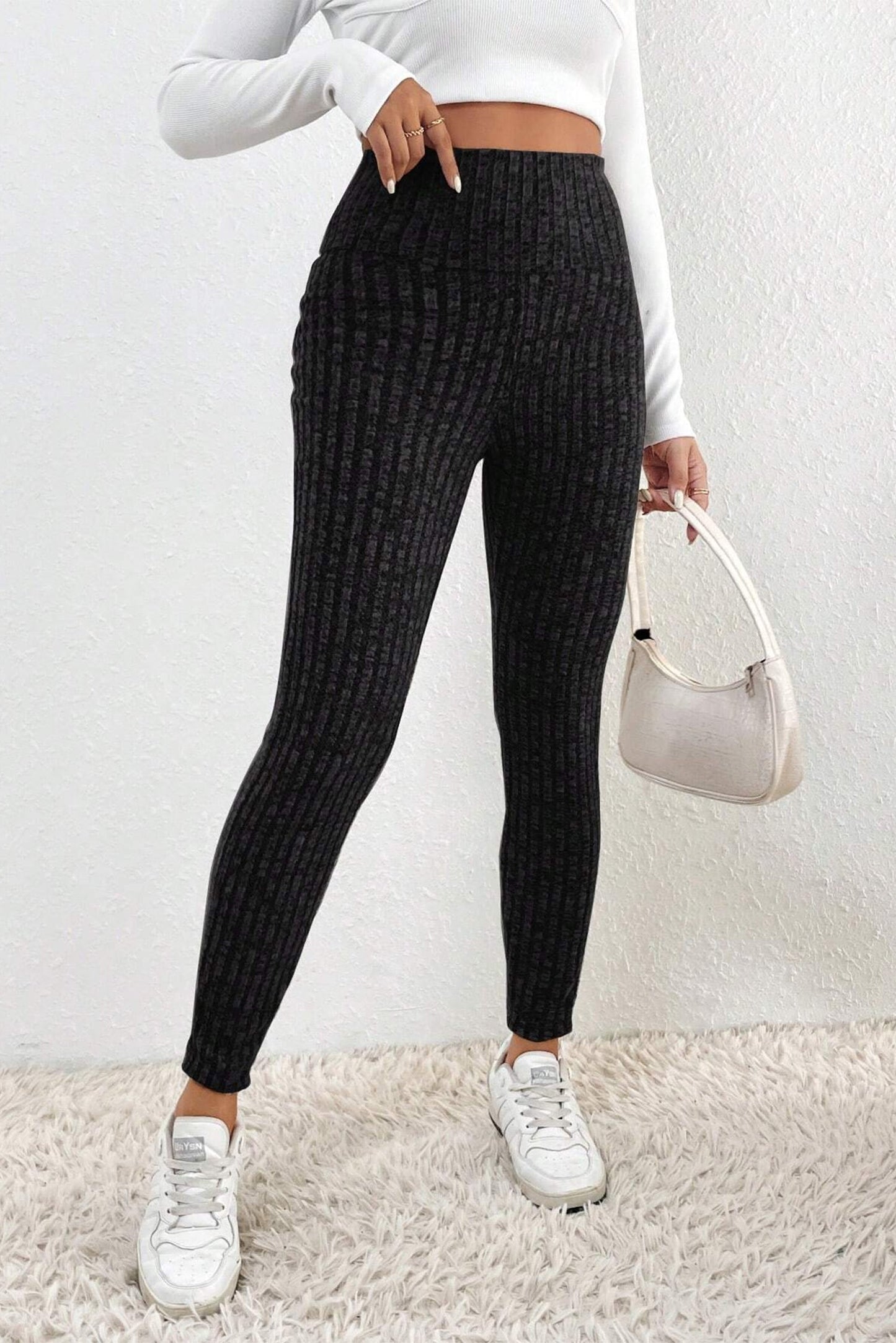 Ribbed Textured Knit Leggings