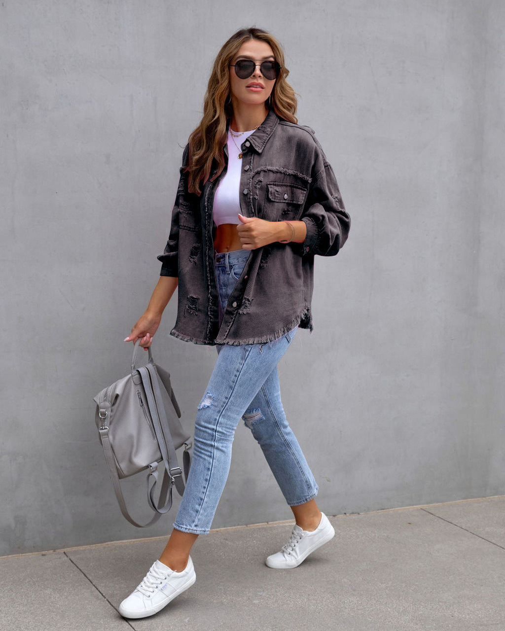 Loose Ripped Denim Jacket