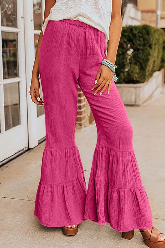 Textured High Waist Flared Pants