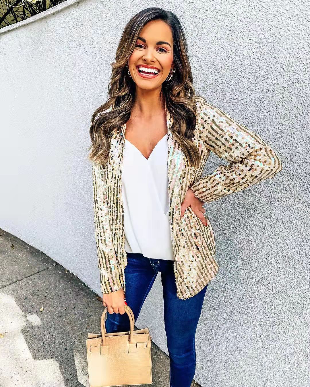 Sequin Lapel Blazer