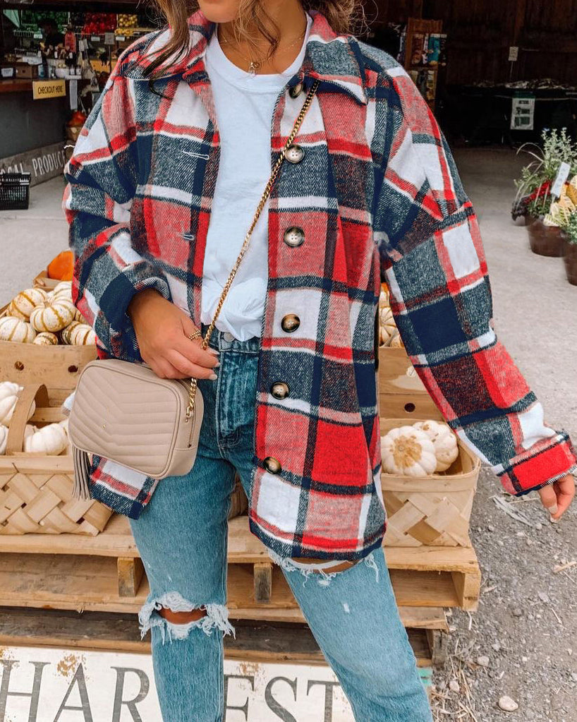 Large Plaid Shirt Jacket