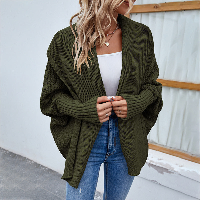 Knitted Sweater Dolman Sleeve Cardigan