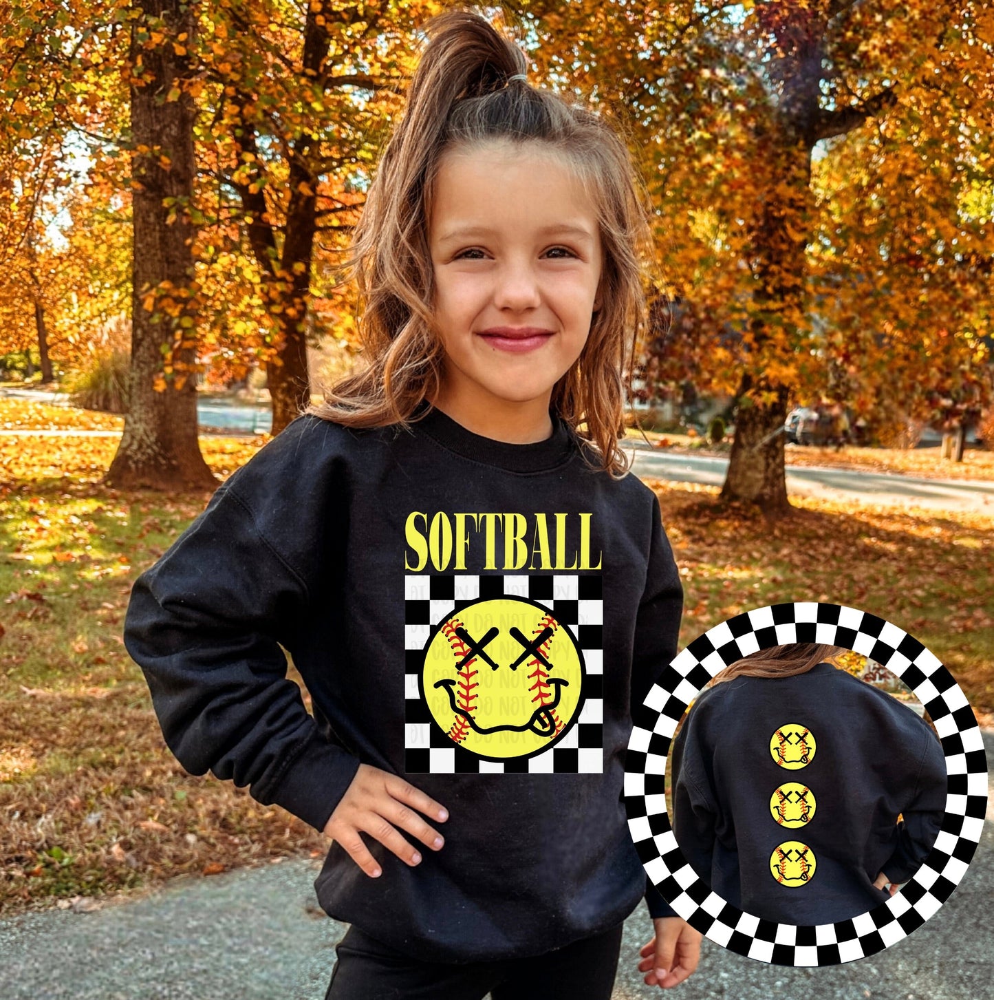 Checkered Sport Face - YOUTH Sweatshirt