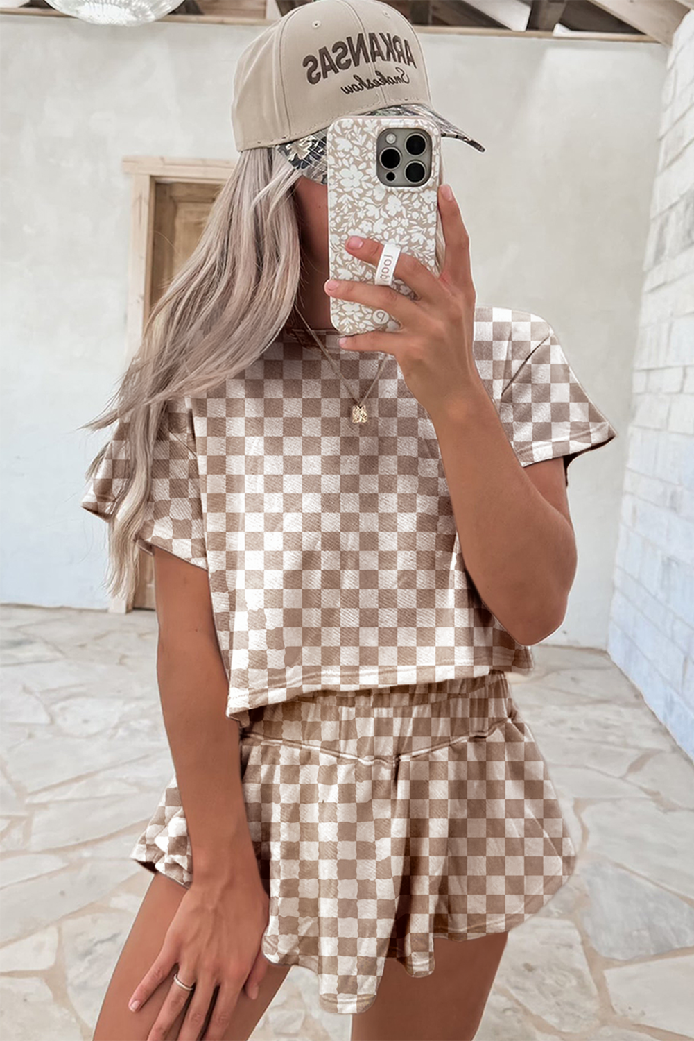 Checkerboard Tee and Skorts 2 Piece Outfit