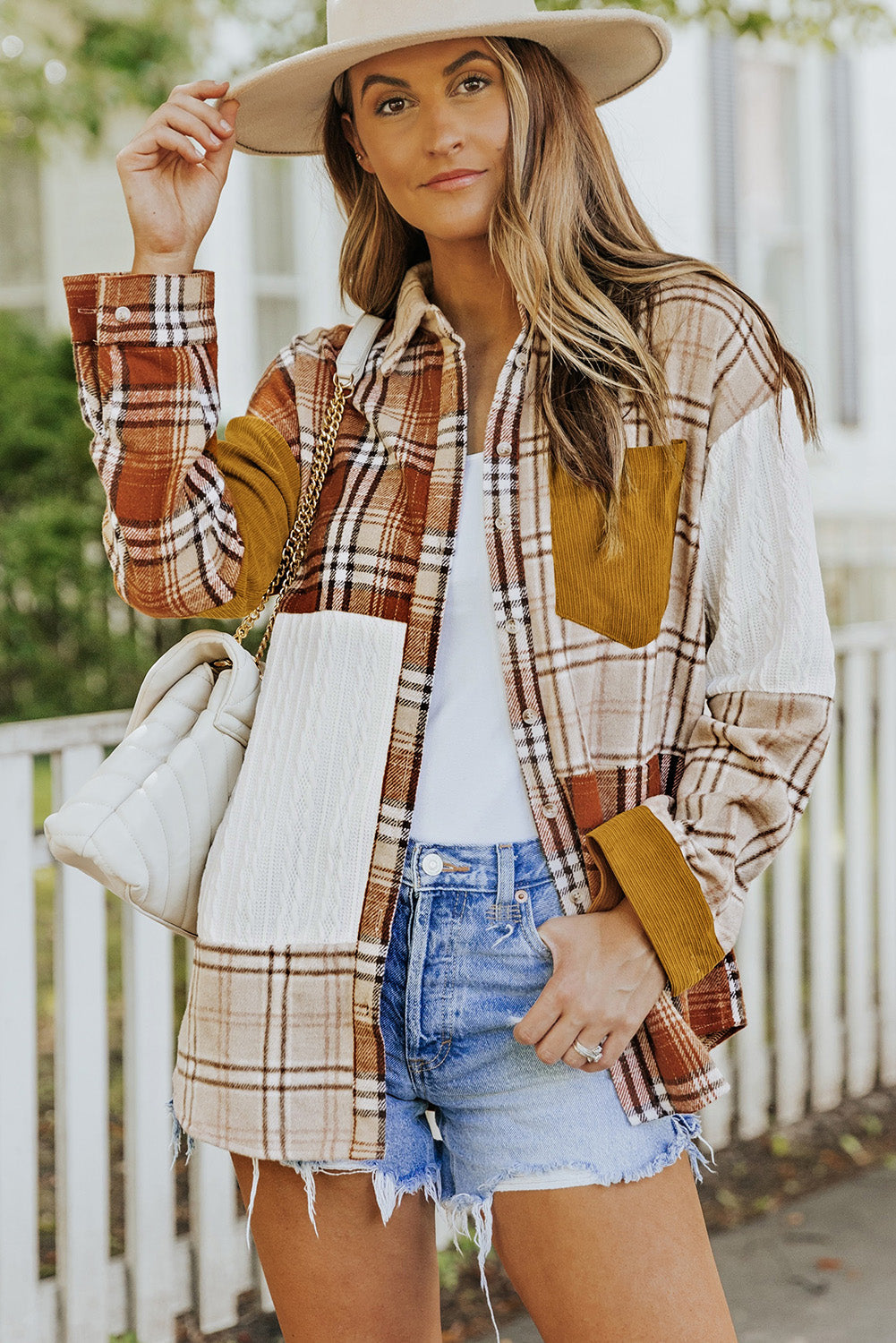 Plaid Color Block Patchwork Shacket